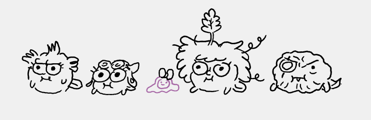 Radrappy's tweet photo. My I present to you the *totally* canon tadpole versions of every lead #amphibia character by @wolfhard https://t.co/iz8Vhvi5mU