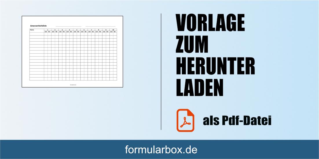 Anwesenheitsliste Vorlage