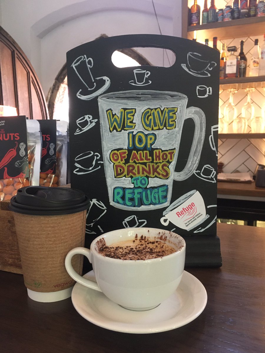 Did you know that we give 10p of every hot drink sold to <a href="/RefugeCharity/">Refuge</a> 
refuge.org.uk