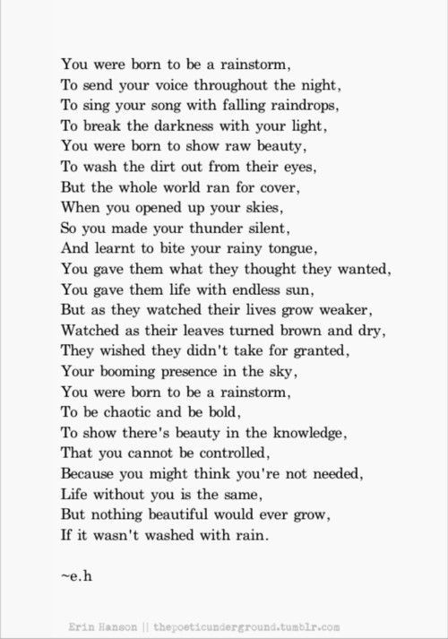 A poetry with the theme of rain by one of my favorite poets, Erin Hanson