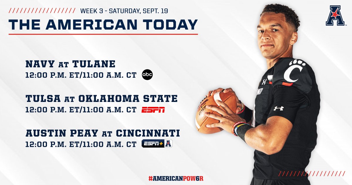 American_FB's tweet photo. We've got three @American_FB games at Noon ET, with two teams making their season debuts. 

Which game are you most excited for?

#AmericanPow6r https://t.co/Gr4dMVMbZt
