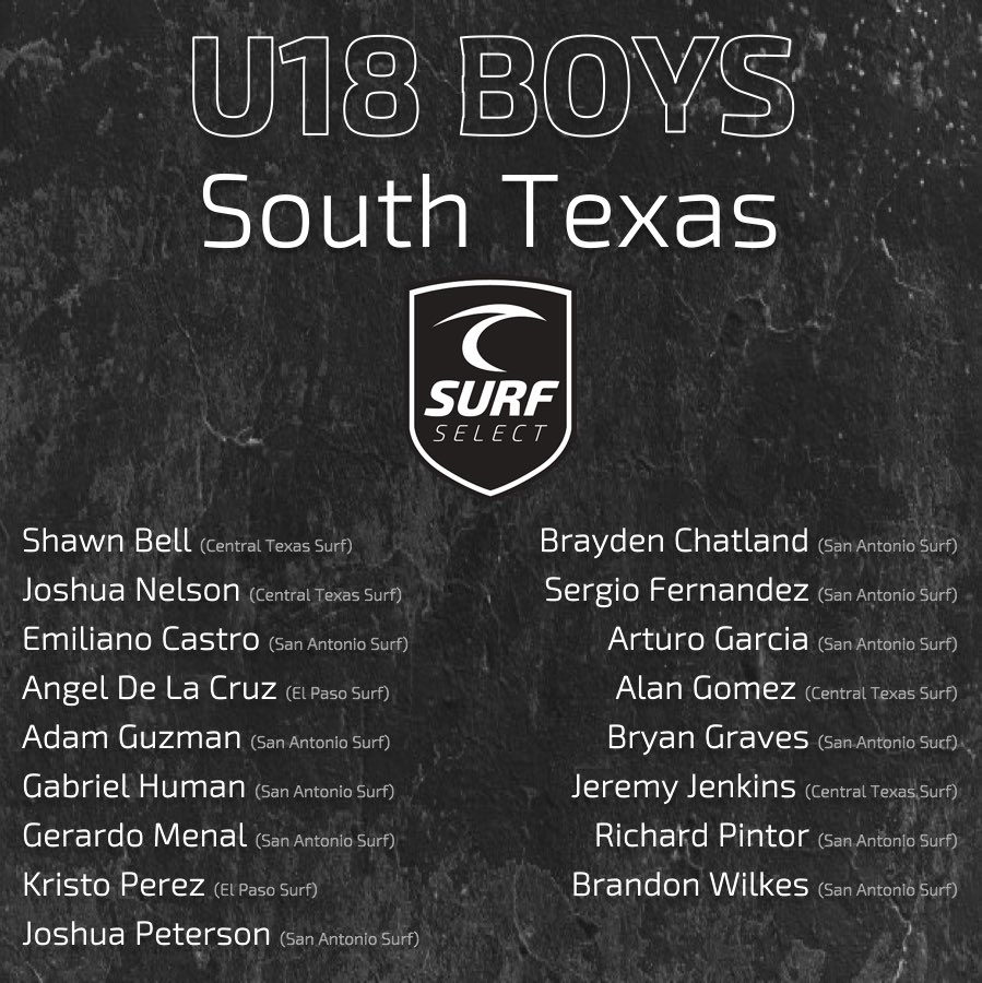 SanAntonioSurf's tweet photo. 🔹South Texas Surf Select🔹
Here are the boys who have been selected to represent STX Surf for the upcoming season! Thankful for a club that recognizes and puts together some of the Top Talent in the Texas region to compete at the highest of levels!
#GoSurf #STXSurfSelect https://t.co/9PyIdt0y1a