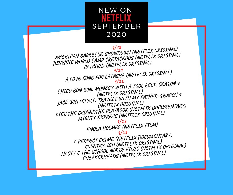 LifeBe1's tweet photo. No weekend plans? How about Netflix and chill? 🍿🎬📺🛋️
Check out what's coming to Netflix this September!
Which one is on your list?
#netflixandchill #subscription #lifebe #weekendplans
#fridaymood #new #movies #subscriptionplans #stayin #netflixseries #enolaholmes 🔎 https://t.co/DaWhs5OL4s