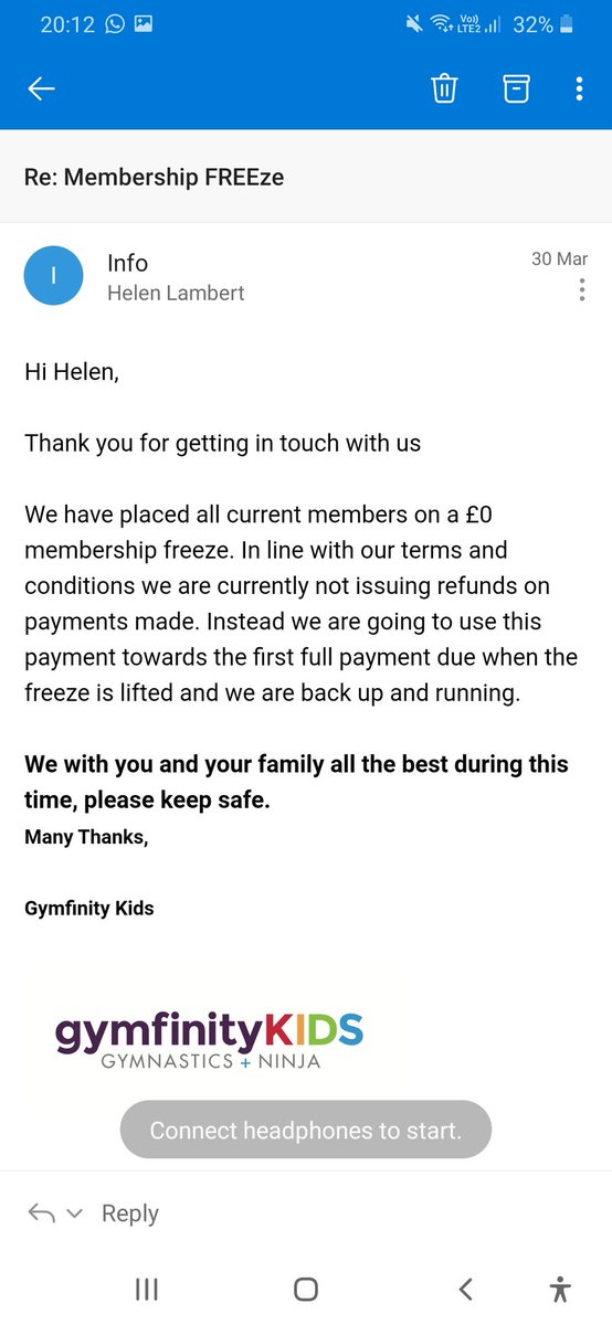 helen_freckle's tweet photo. @GymfinityKids Leeds....why are you ignoring my emails? You still owe me nearly £65 from back in March! I do not wish to return to your gym, even if you do reopen. Please respond to my messages and give me my refund! 😡 https://t.co/HNRp9c14LQ