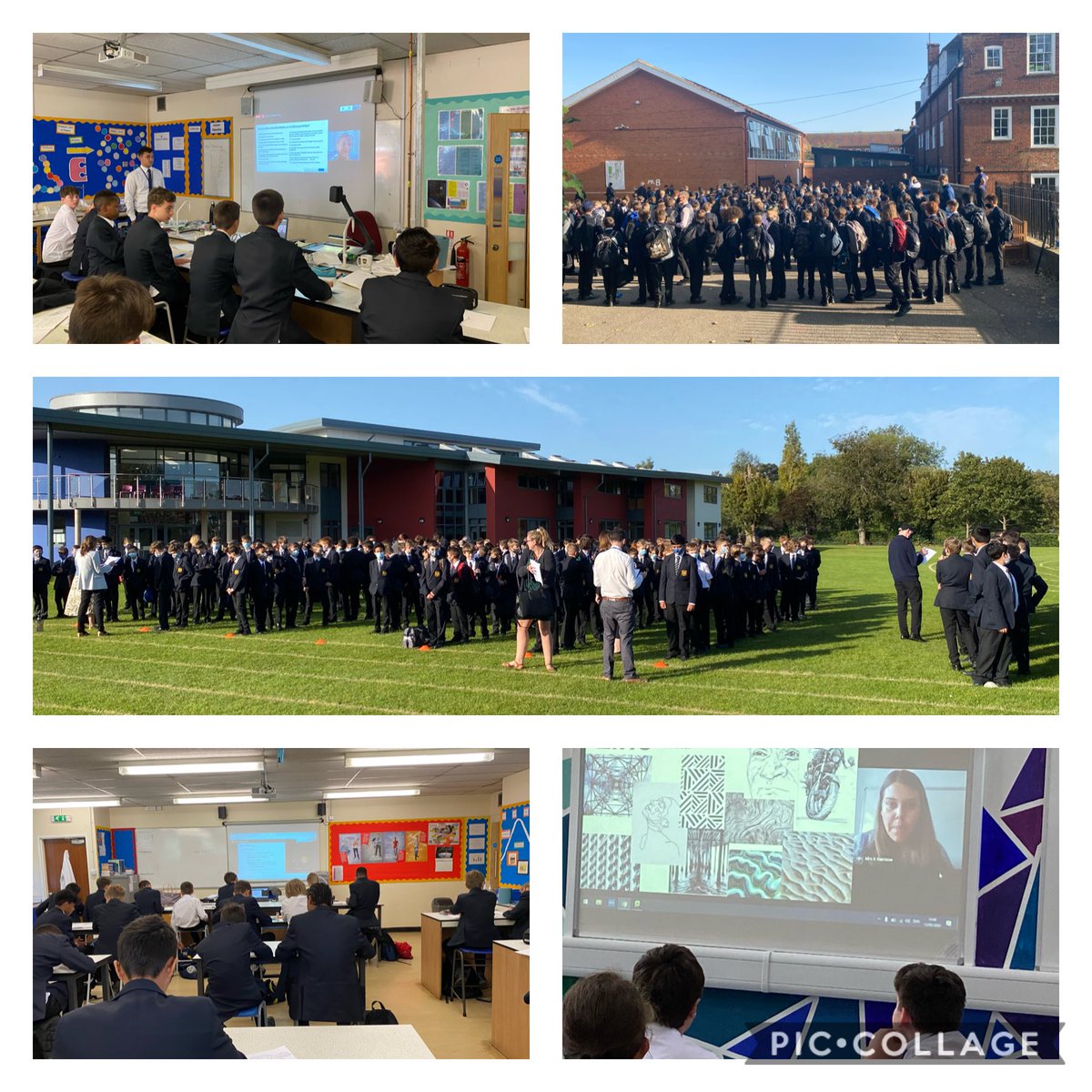 HitchinBoys's tweet photo. It’s been a challenging week. But our amazing staff have kept learning going for all, with teachers in school joined by those teaching via video link. Thanks to all staff who made it happen and to the Hitchin Boys who embraced the changes - even the year group bubble fire drill! https://t.co/lqPcnvOOSL