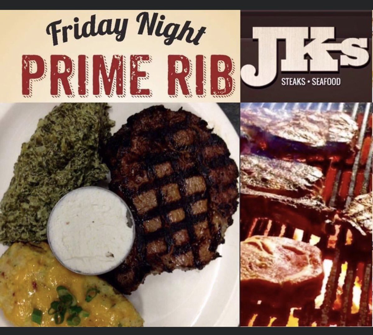JKsRestaurant's tweet photo. PRIME RIB SPECIAL TONIGHT! 🥩Fresh salads, delicious appetizers, ribs, tender beef or seafood ~ yum! 🥩 #jks #steak #seafood #beef #wine #shrimp #primerib 🥗🍴🍹🍤 https://t.co/bnbDAXJe5W