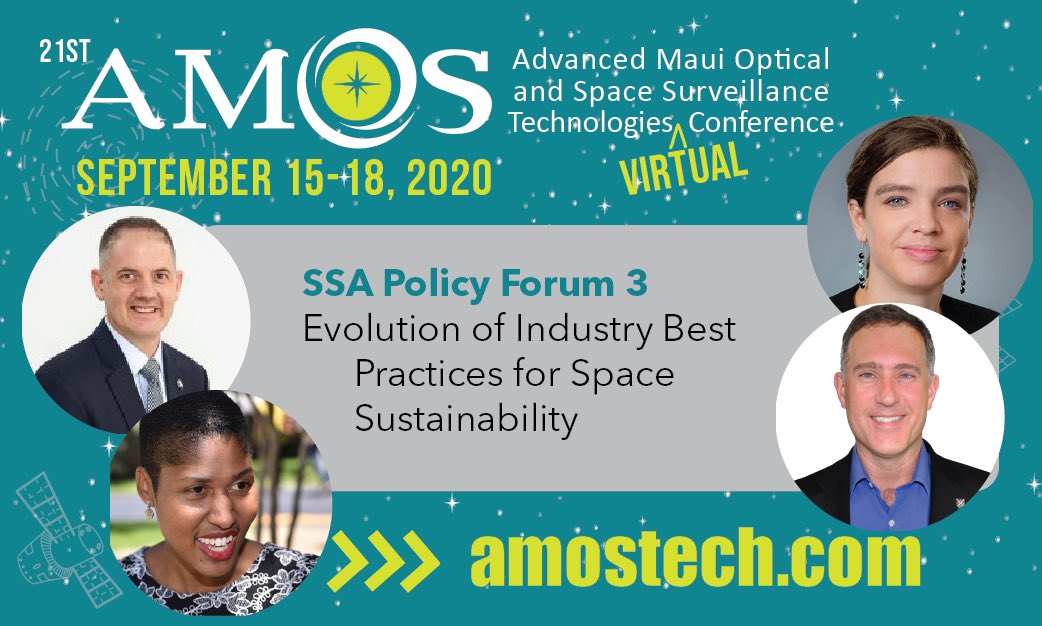 space_enabled's tweet photo. Joined panel today on role of private sector to promote reduction of space debris &amp; #SustainableSpace, hosted by @SWFoundation &amp; @Amoscon during #AMOS2020! Insightful conversation with Ian Christensen, @theresejones0, @AGItweets' Dan Oltrogge, &amp; @astroscale_HQ's Chris Blackerby https://t.co/pyHvOem25n