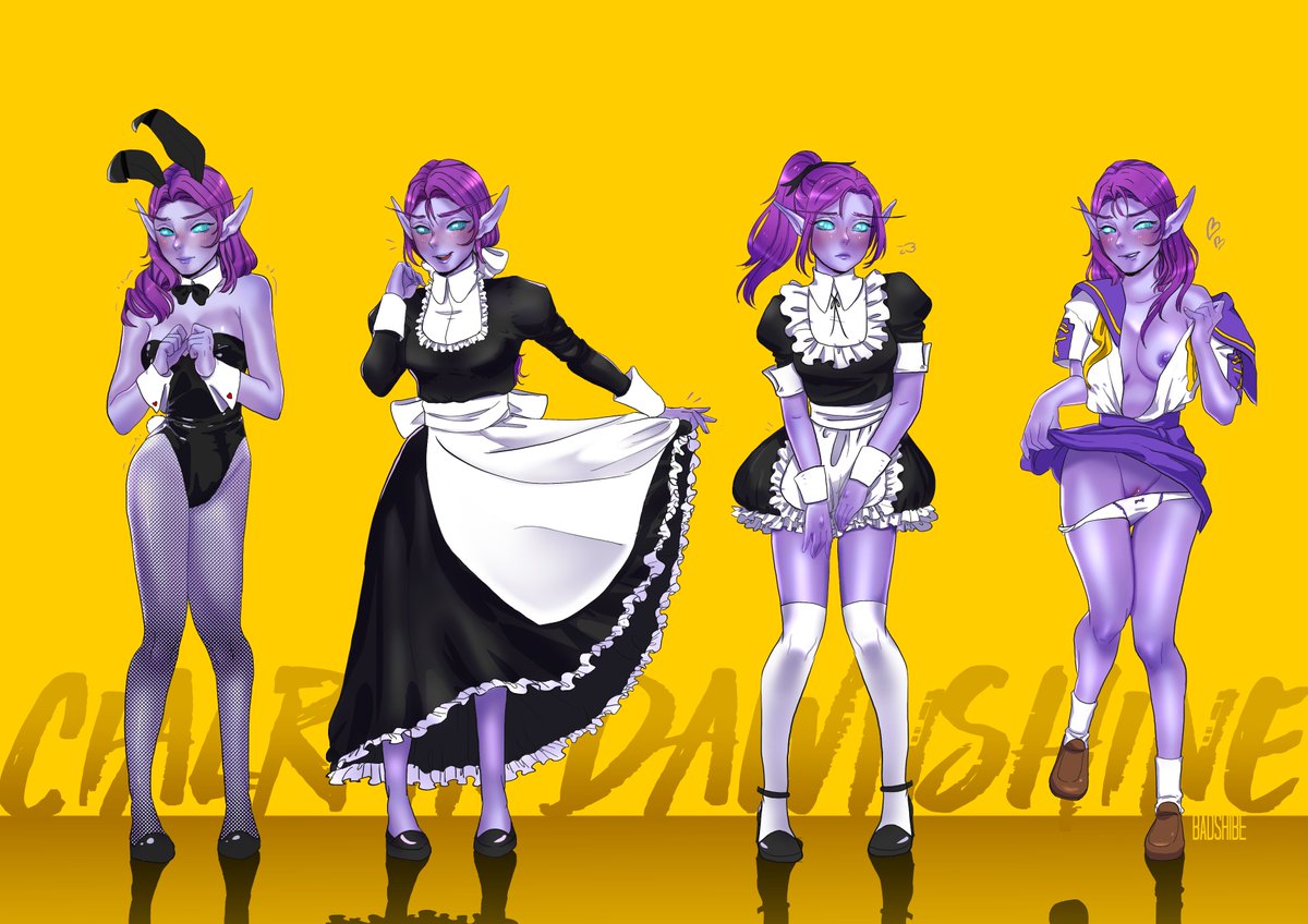 _dai135's tweet photo. Commission for @sandertp of his gorgeous void elf in 4 different outfits! Adding the NSFW schoolgirl outfit in this account ;)

#commission https://t.co/xdjbj9O68J