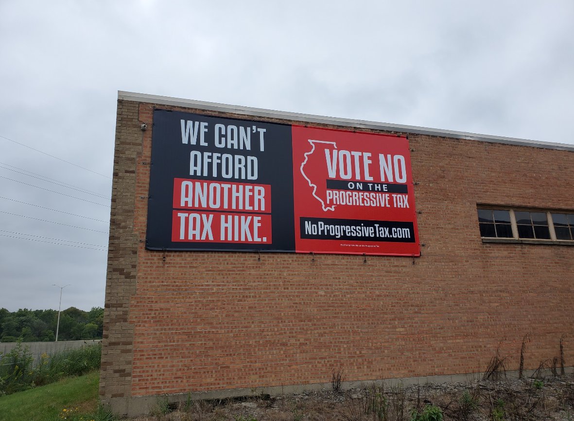 TMAInfo's tweet photo. This is a growing grassroots movement to say #NOProgressivetax - This one is located at The Line Group in Arlington Hts, IL.  #Wheresyoursign? #twill #TMA20 #manufacturing #taxes https://t.co/1oVo2udEXV