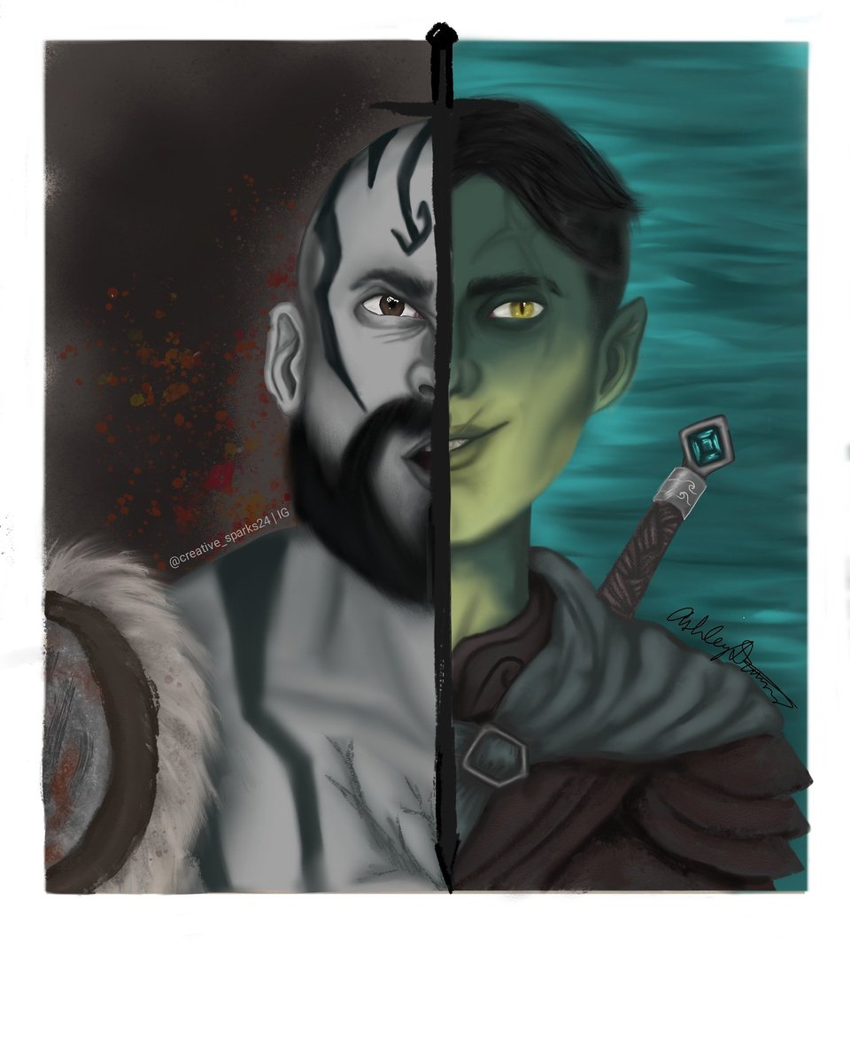 Grog 🪓 and Fjord 🌊 Finally completed late last night during Crit Role 110! 3 more to go, then a new idea in the works
#criticalrole #voxmachina #traviswillingham #criticalrolefanart  #voxmachinafanart #mightynein #mightyneinfanart #fjord #fjordcriticalrole #grog #grogstrongjaw