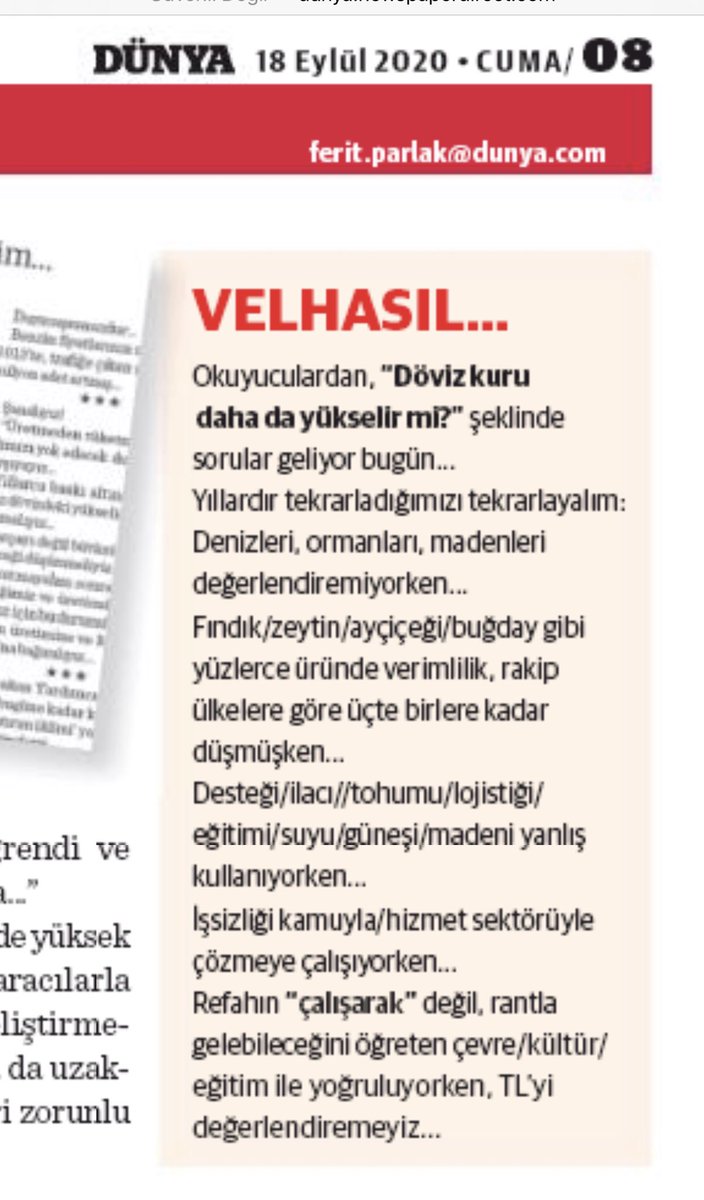 feritparlak's tweet photo. Döviz fiyatı
🔻
Denizleri/arazileri/ormanları/madenleri değerlendiremiyorken
🔻
Desteği/ilacı//tohumu/lojistiği/eğitimi suyu/güneşi/madeni 
yanlış kullanıyorken
🔻
Refahın “çalışarak” değil,
“rantla” gelebileceğini öğreten
çevre/kültür/eğitim ile yoğruluyorken
🔻
düşer mi❓ https://t.co/oLMULfKjU6