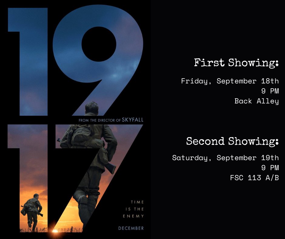 augieubg's tweet photo. Nothing to do this weekend? NACHO problem anymore! UBG is showing 1917 tonight and tomorrow, so be sure to stop by and check it out! https://t.co/EwtyczQHEv