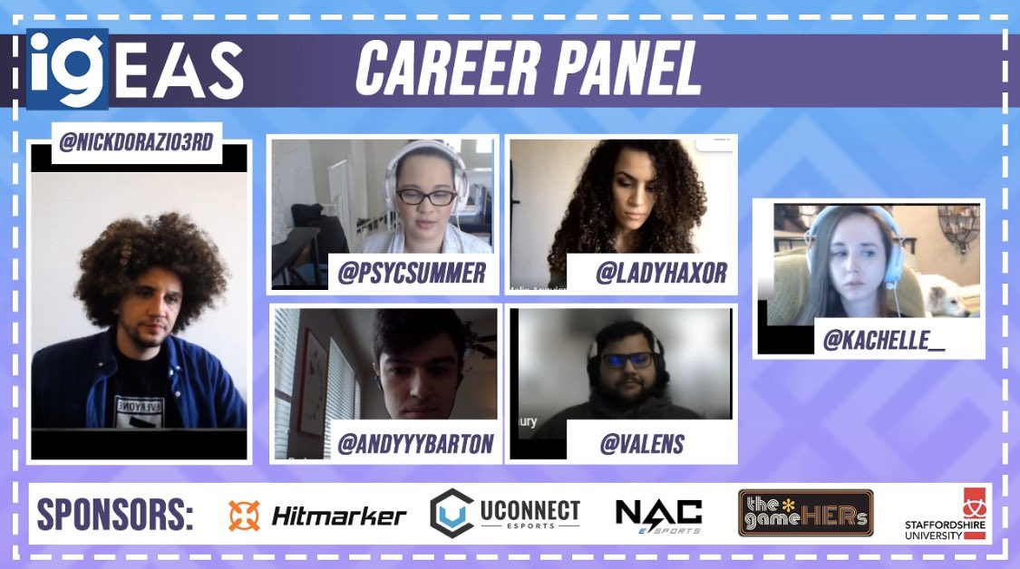 InvenGlobal's tweet photo. [#IGEAS] We are live with our Career Panel featuring @PsycSummer, @LadyHax0r, @Kachelle__, @valens, and @andybarton at https://t.co/NMost5iNBu! https://t.co/alsgZ3atEP