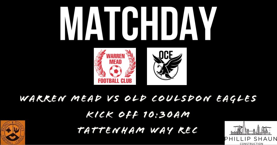 OCE_FC's tweet photo. Sunday we go to work 💪🏻 

@LeagueRedhill 

🆚 @WarrenMeadFC 
🗓 20/09/2020
🕙 10:30AM
📍 Tattenham Way Rec

Sponsored by #PhillipShaunConstruction 

⚪️⚫️⚪️

#COYE #OCEFC 🦅 https://t.co/HUaNMWCMkx