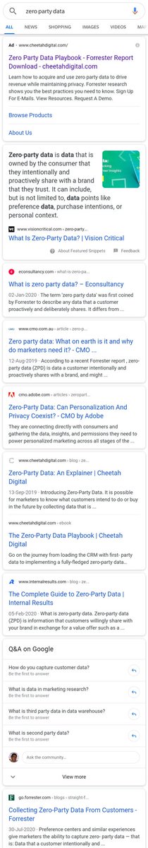 TuhinTweets's tweet photo. @forrester "discovered" #zeroparty data but they lost the search real estate to others. How fair is this  @JoePulizzi ? #thisoldmarketing https://t.co/hB9Ckucdv2