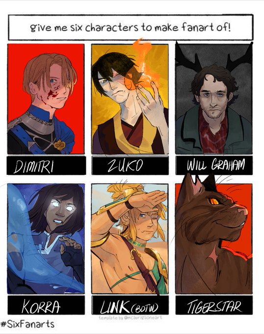 finally finished my #SixFanarts !!!! This was so much fun, I tried to experiment a little w lighting for all of em and I'm rly happy w it :D #procreate 