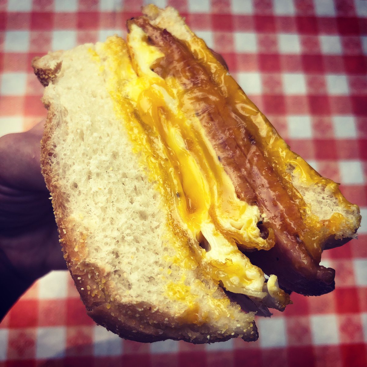 Happy Cocozza Brunch Eve! A Pork Roll Egg &amp; Cheese on a Kaiser roll awaits you. Reservations Required. Call 901-523-0523. Brunch Sat 11-2 Sun 10-2 #cocozzamemphis #cocozza #majesticgrille #ghostrestaurant #brunch #americanitalianfood #porkroll #porkrolleggandcheese #taylorham