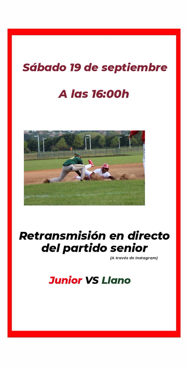 clubjunior_'s tweet photo. Mañana transmitiremos el partido en directo a través del Instagram de nuestro equipo. Ig: clubjuniorgijon
#Beisbol #deporte #asturias #gijon #clubjunior https://t.co/oeiFh0opq0