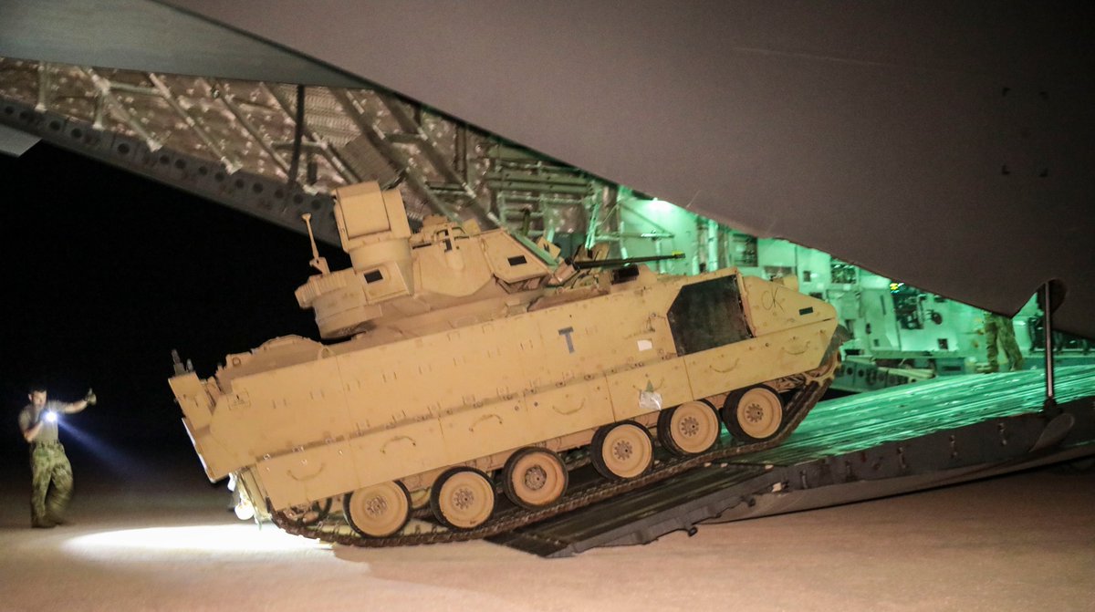 CJTFOIR's tweet photo. M2A2 Bradley Fighting Vehicles have arrived in North East Syria. The Bradley's enable continued force protection for @Coalition partners in their ongoing #defeatdaesh mission. https://t.co/5lY1HDwPf7