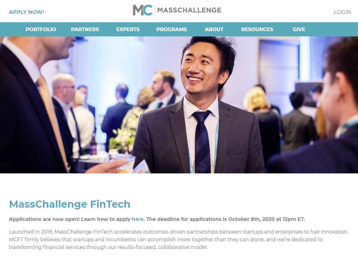 BostonNewTech's tweet photo. As a partner of @MassChallenge, we have codes to waive application fees!
MC #HealthTech is the most #startup-friendly #DigitalHealth lab in the world!
MC #FinTech accelerates outcome-driven partnerships b/w #startups &amp; enterprises to fuel innovation!
https://t.co/9gTh1G5VeK https://t.co/pZBK3sSJ8u