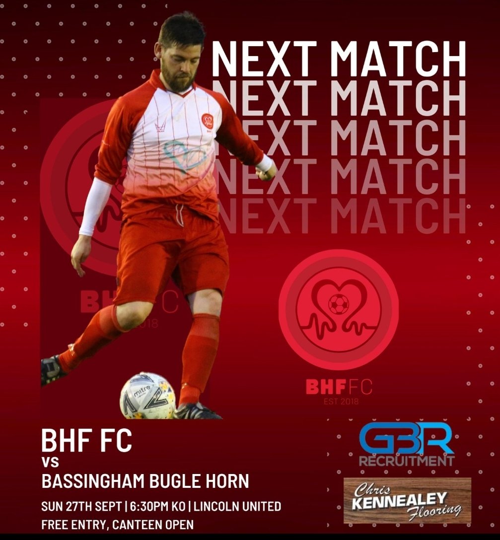 BHF FC Breaking News❤

First game at our 'Home Ground ' <a href="/LincolnUnited/">Lincoln United FC</a> has been arranged. 
We can't wait to play again at Ashby Avenue under the lights. 
27th September 
Vs <a href="/bassbuglefc/">Bassingham Bugle Horn FC</a>
6 30 pm Kick Off 
FREE entry/Donations Welcome 
Canteen Open .
Raising money for <a href="/TheBHF/">British Heart Foundation</a>