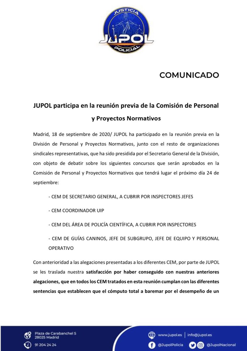 JupolNacional's tweet photo. 📃Puedes consultar las 12 páginas de Comunicado de la reunión previa de la Comisión de Personal y Proyectos Normativos.🧐😉

📈Líderes en #ACCIÓNSINDICAL💪

🌐Consúltalo completo en: https://t.co/dSrzYfGj91

#Transparencia 
#JupolInforma https://t.co/ABNPtwwkB8