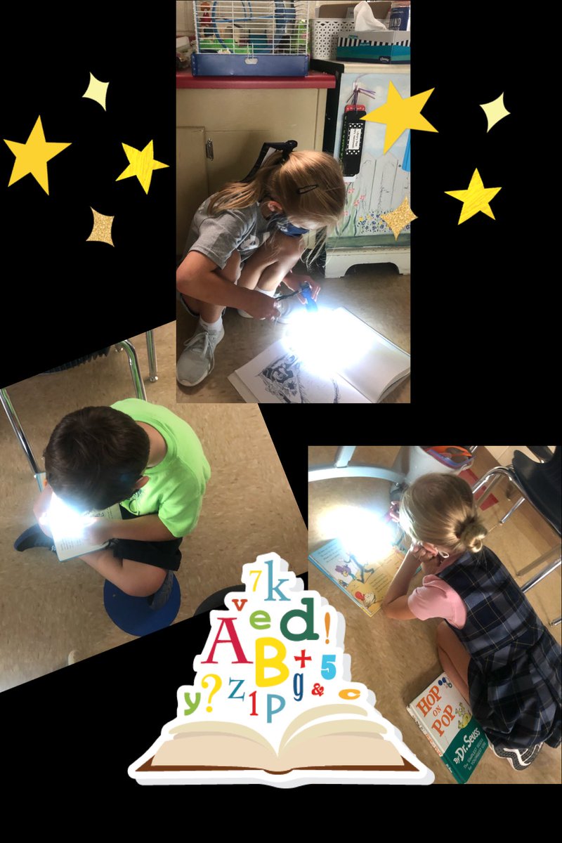 We ended our week with flashlight reading, complete with calming music. We love this activity! #rstories20 #whyRandolph