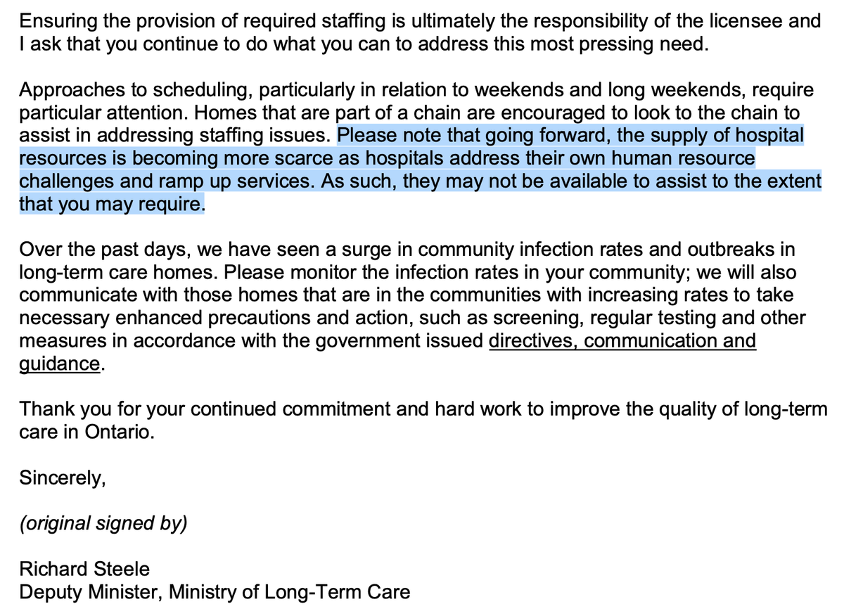 There is also no emergency workforce, and  #LTC homes have been told they cannot rely on hospitals during this second wave (see enclosed letter).The province must establish an emergency workforce—organizations like the  @redcrosscanada could assist:  https://www.redcross.ca/about-us/media-news/news-releases/red-cross-recruits-1-000-canadians-to-join-its-humanitarian-workforce-in-long-term-care-homes-in-que7/8
