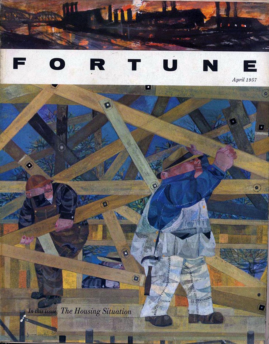 Vintage Fortune Magazine covers. Ben Shahn (1955), Jerome Snyder (1957), Alan Fletcher (1958), Leo Lionni (1957).  #wardsmorguefile