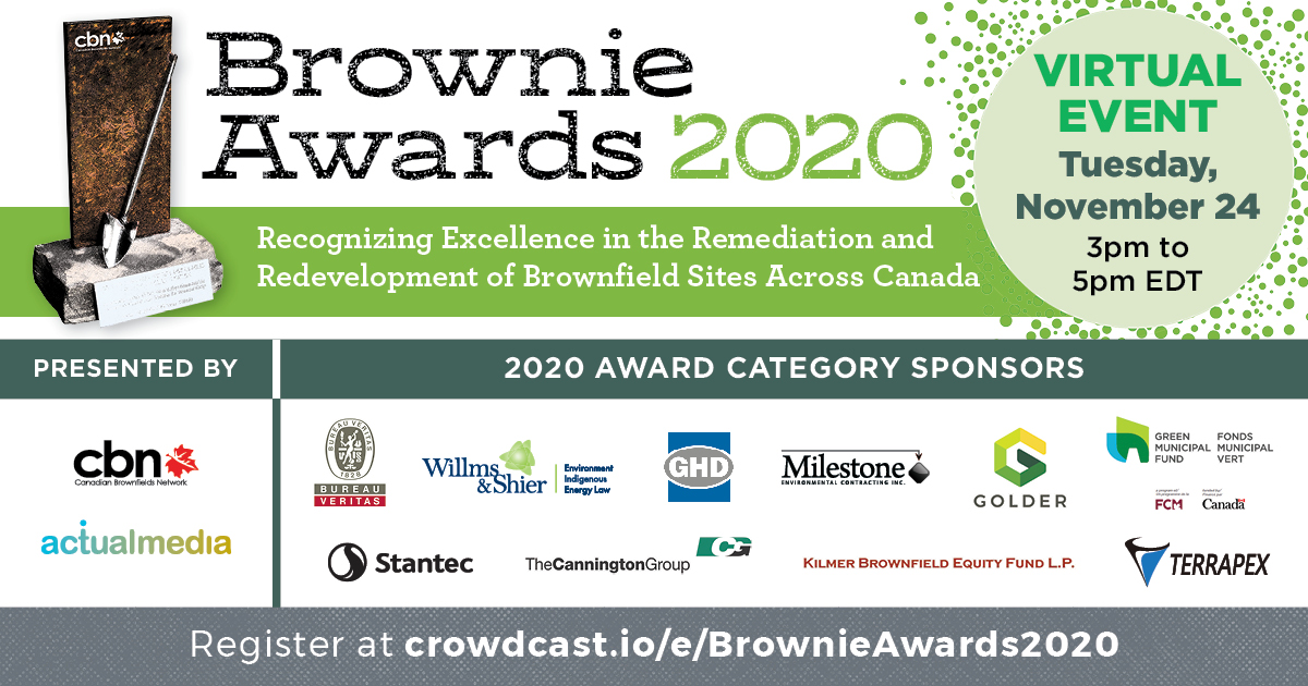 Enviro_Journal's tweet photo. Are you working on an award-worthy project? The #BrownieAwards are celebrating brownfield redevelopment achievement across the country. Submit your nomination by September 25. Don’t delay, get your nomination in today! 

@CdnBrownfields @actual_media 

https://t.co/6iserHPoqe https://t.co/SCTbvfKRZm