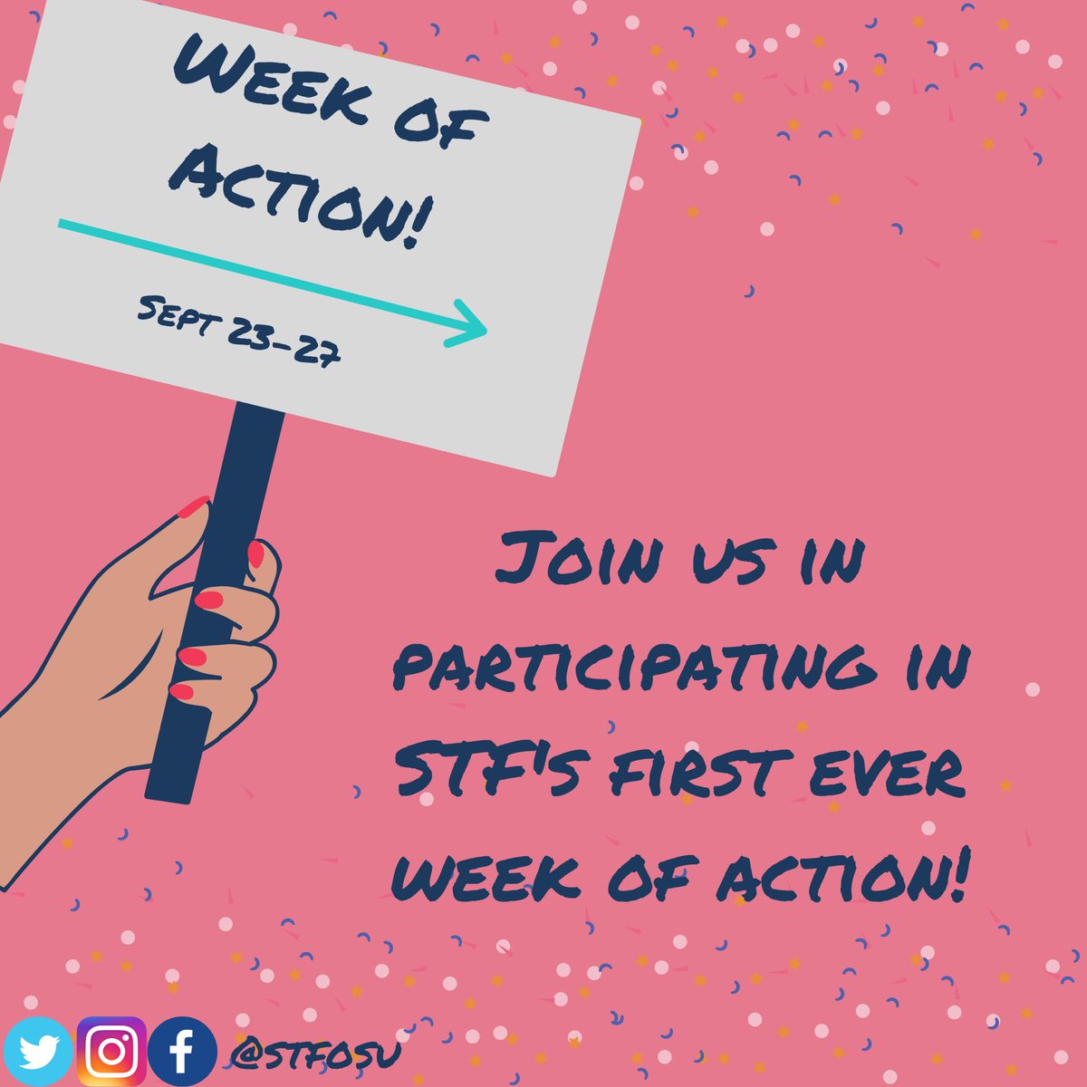 stfosu's tweet photo. The first ever STF Week of Action is starting this week! September 23-27 we will be taking daily actions to ensure the protection of women’s rights globally. Use the link below to register ASAP to make sure you are involved in this awesome opportunity!

https://t.co/fYe1i0lvBn https://t.co/QabCczn3Sr