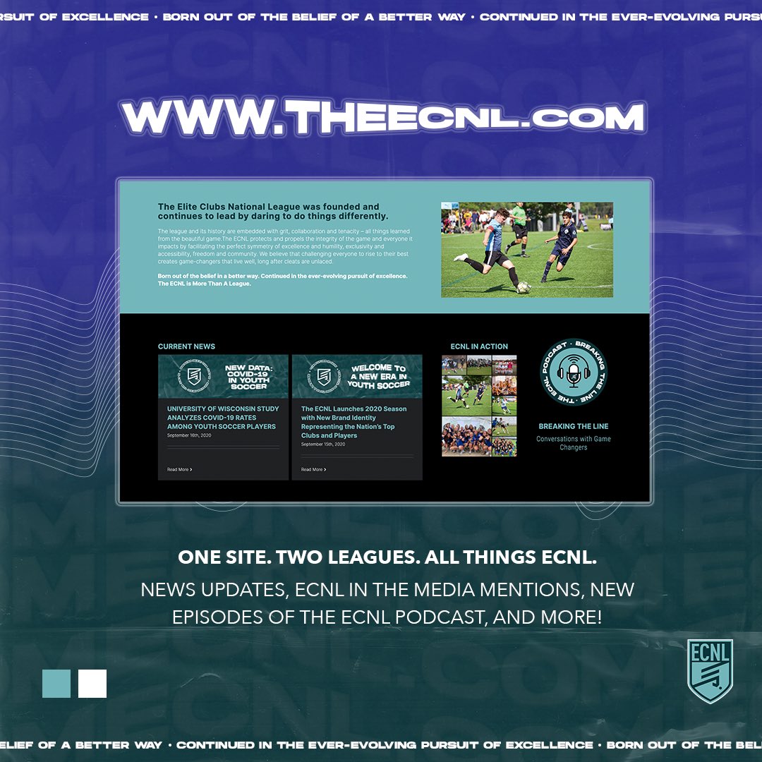 𝐎𝐧𝐞 𝐬𝐢𝐭𝐞. 𝐓𝐰𝐨 𝐋𝐞𝐚𝐠𝐮𝐞𝐬. 𝐀𝐥𝐥 𝐭𝐡𝐢𝐧𝐠𝐬 𝐄𝐂𝐍𝐋. 

The new official home of The ECNL. Checkout theecnl.com (🔗 in bio) for news updates, media mentions, and new episodes of Breaking The Line: The ECNL Podcast hosted by Dean Linke. #MoreThanALeague