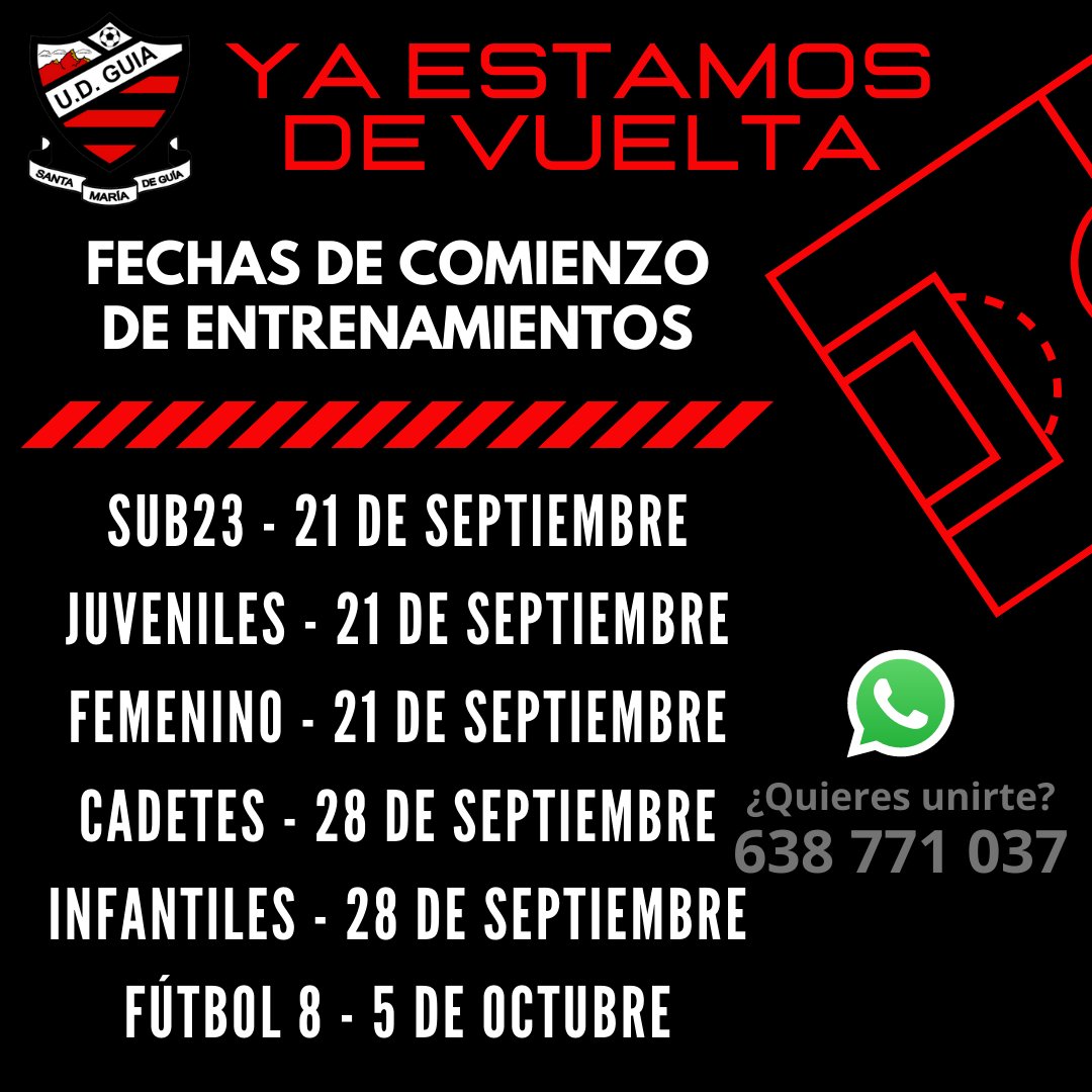 ✍️🆃🅾🅼🅰 🅽🅾🆃🅰
Ya tenemos fechas de comienzo de los entrenamientos de todas las categorías 

‼️ Si el 🦠 lo permite y seguimos cuidándonos 😷

#SomosRojinegros🔴⚫️
