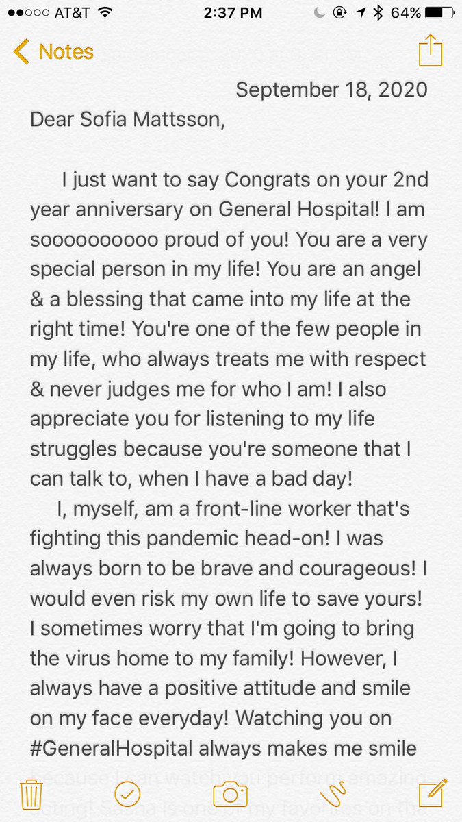 gh_bbyrfan4Ever's tweet photo. @SofiaMattsson1 Happy 2nd #GH anniversary, Sofia! I'm suuuuuuuper proud of your hard work & passion, girl! You're an angel & a blessing in my life! I also wrote this special letter for you! #LetMeKnowWhatYouThink https://t.co/oZsWXmQgxE