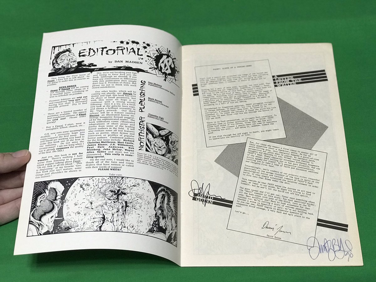 RobWorst's tweet photo. Itβs #FaustFriday & this is the 1st print, 1st issue of the Northstar run on Faust. Signed by Tim Vigil & David Quinn in 1990! If anyone has an Omega 1 or Faust 14 & 15, DM me so I can complete the set.
Please & thank you.
π₯
.
#TimVigil #DavidQuinn #Faust #CopperAgeComics https://t.co/IEreY1lF0u