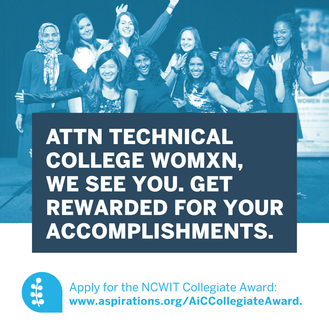 HHFoundation's tweet image. The @NCWIT Collegiate Award honors #womxnintech. 

Apply by Oct. 15 to win up to $10K cash and a trip to the 2021 #NCWITSummit. 

aspirations.org/AiCCollegiateA… #NCWITAiC21