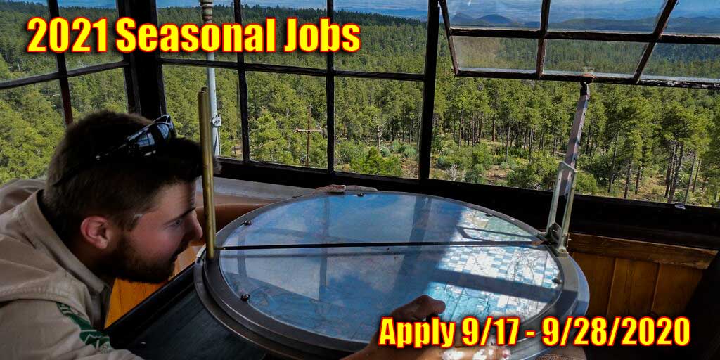PrescottNF's tweet photo. WE'RE HIRING! Applications are being accepted through 9/28/20 for 2021 seasonal jobs on all Forests in AZ and NM. Opportunities vary from Forest to Forest. @PrescottNF jobs are in fire, recreation and wildlife. https://t.co/VIxVh9wu9y #NotYourOrdinaryJob #ForestServiceJobs https://t.co/5eoBzkjHSk