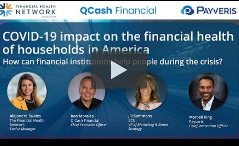 QCashFinancial's tweet image. We were so proud to partner with #FinancialHealthNetwork and #Payveris to host our three-part webinar series examining COVID-19's impact on #financialhealth in America. Some real gems to take away from some of the industry's prominent minds. WATCH: qcashfinancial.com/financial-heal…