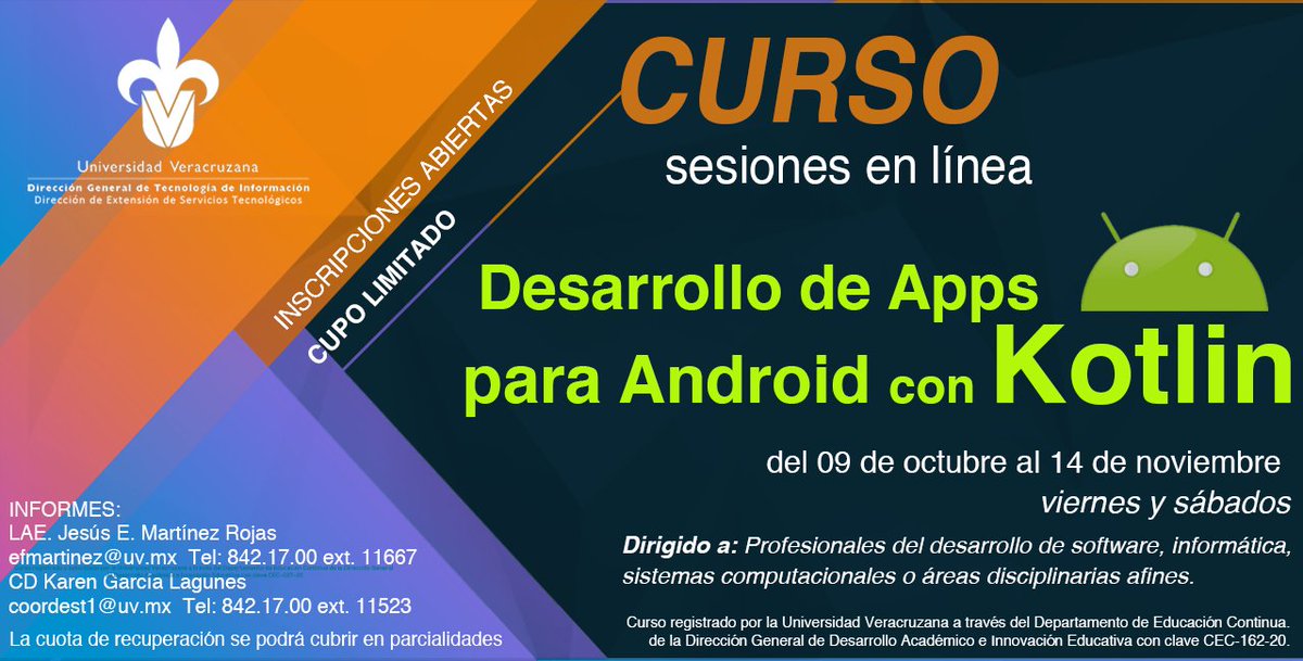 Si te interesa aprender a desarrollar aplicaciones móviles para Android utilizando el lenguaje Kotlin, este curso en línea es para ti.  Inscripciones Abiertas ! informes======> sway.office.com/BOmJs7Ljcr5oil…