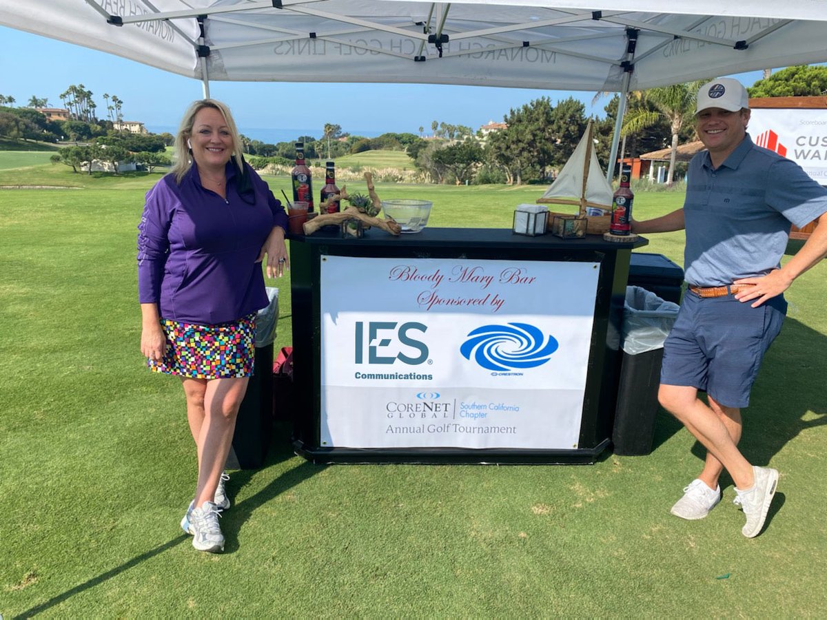 IESCOMM's tweet photo. A special thank you to John Grubin from @Crestron for partnering with our very own Karen Maldonado in this year’s CoreNet Global Annual Golf Tournament at Monarch Beach Golf Resort in Dana Point, CA. It was a pleasure to be a part of this beautiful day. #OneIES #GolfTournament https://t.co/AenfD6OkuV