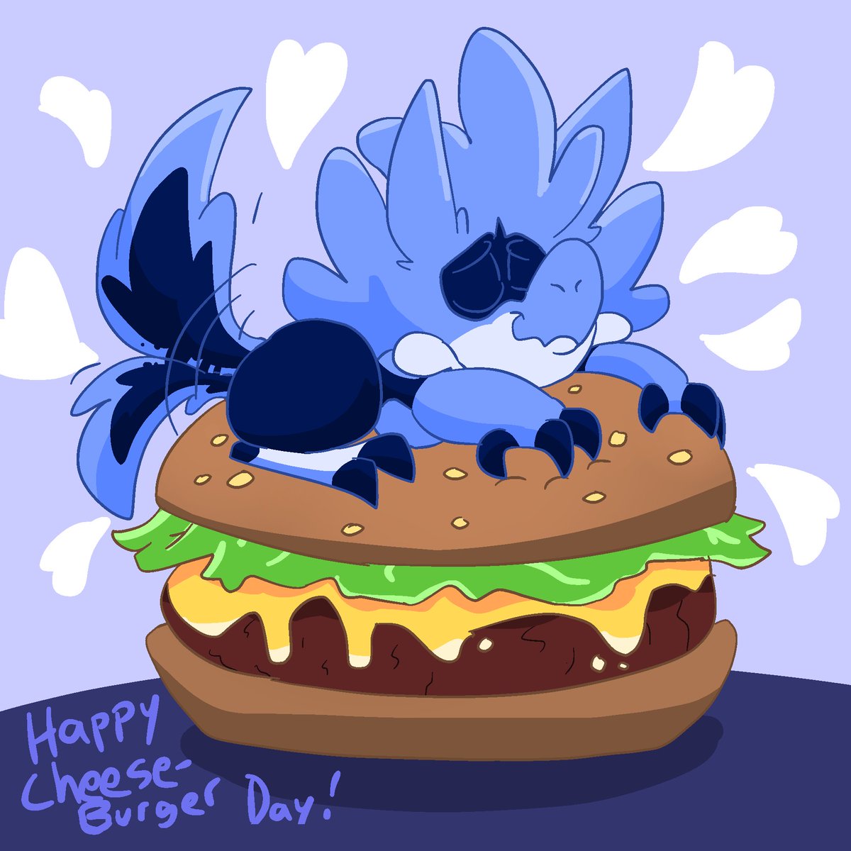 Happy #CheeseburgerDay! I'm sure Edward enjoys his burger!