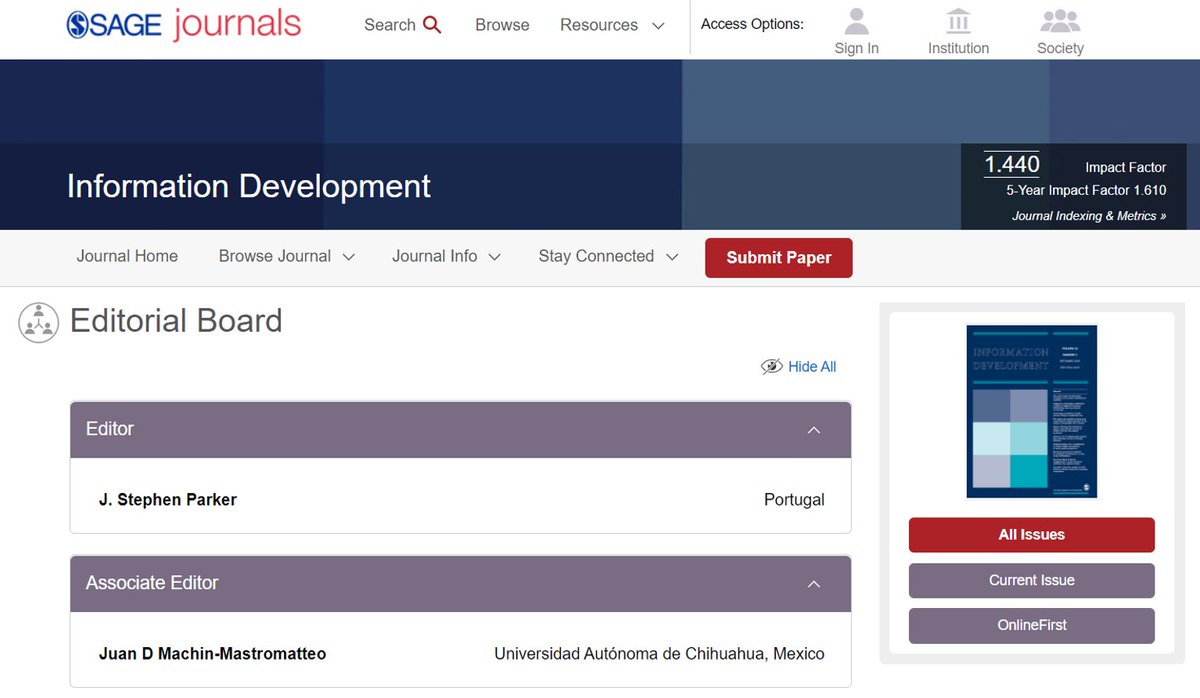 juantifico's tweet photo. Appointed as Associate Editor for #InformationDevelopment, among the most important Library & Information Science journals, indexed in SSCI (WoS) and Scopus, and in which I have been Editorial Board Member since 2013 https://t.co/Q2RvP3euh3 #SAGE #CareerMilestone @SAGE_Publishing https://t.co/hMqcZbR0Uy