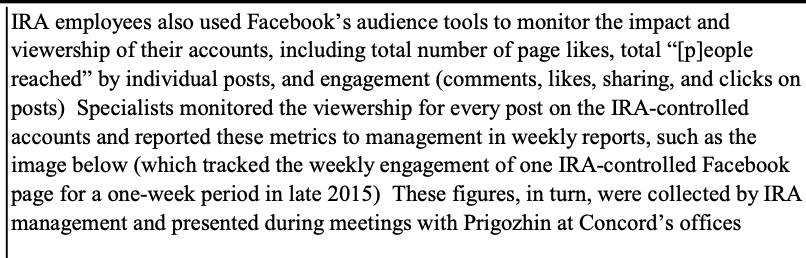 Vol. 1 Page 23: Barr covers up the extensiveness with which Russian intelligence was able to use Facebook's proprietary audience tools to enhance propaganda effectiveness for the 2016 election.