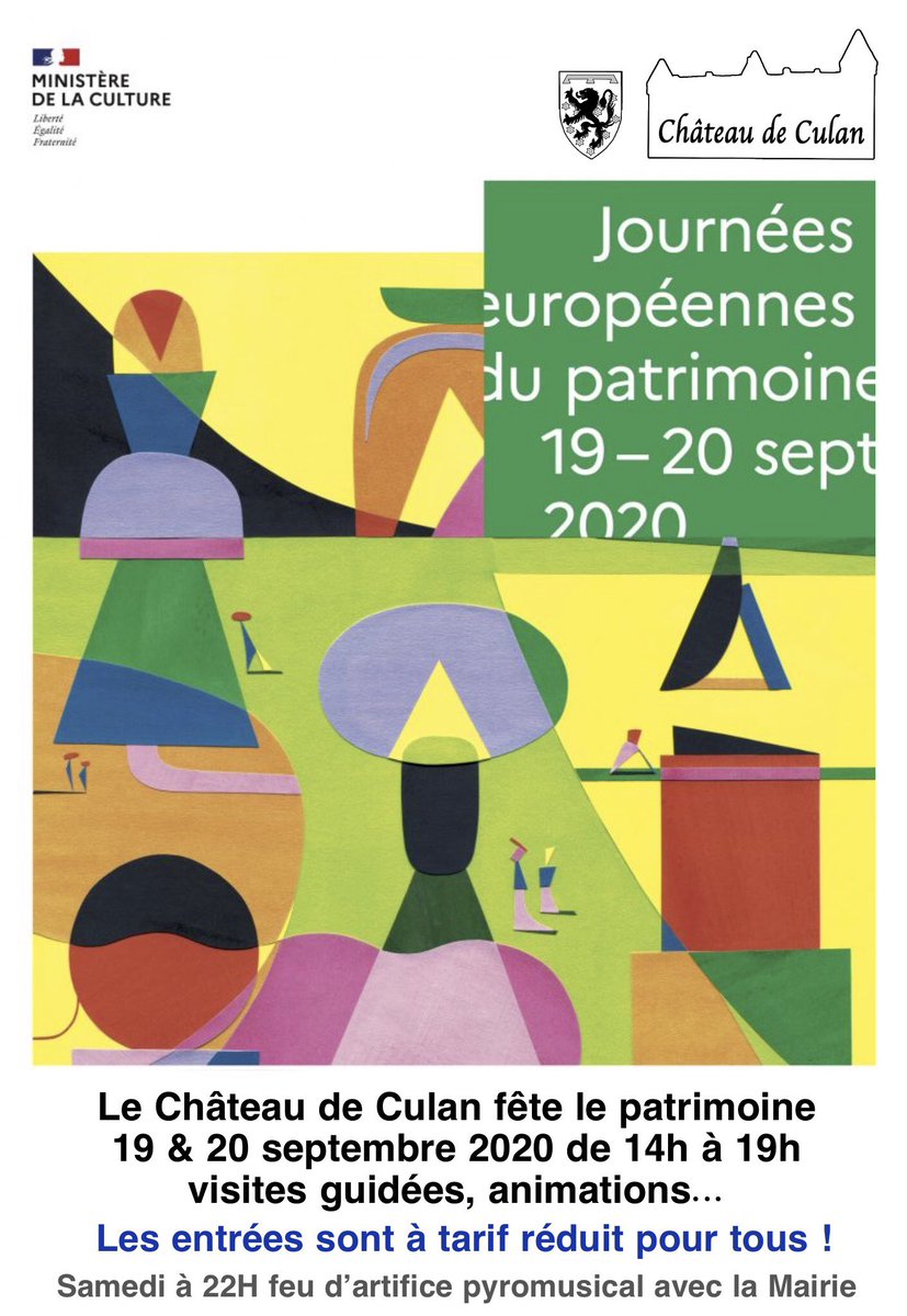 ChateauCulan's tweet photo. 19 &amp; 20 Septembre 2020 Journées Européennes du Patrimoine
@ChateauCulan s’associe évidemment à la fête avec des visites guidées et des animations, entrées à tarif réduit pour tous!

+ Samedi 19 à 22H feu d’artifice pyromusical tiré par la Mairie depuis @ChateauCulan 

#JEP2020 ❤️ https://t.co/g2rK9GjjJ3