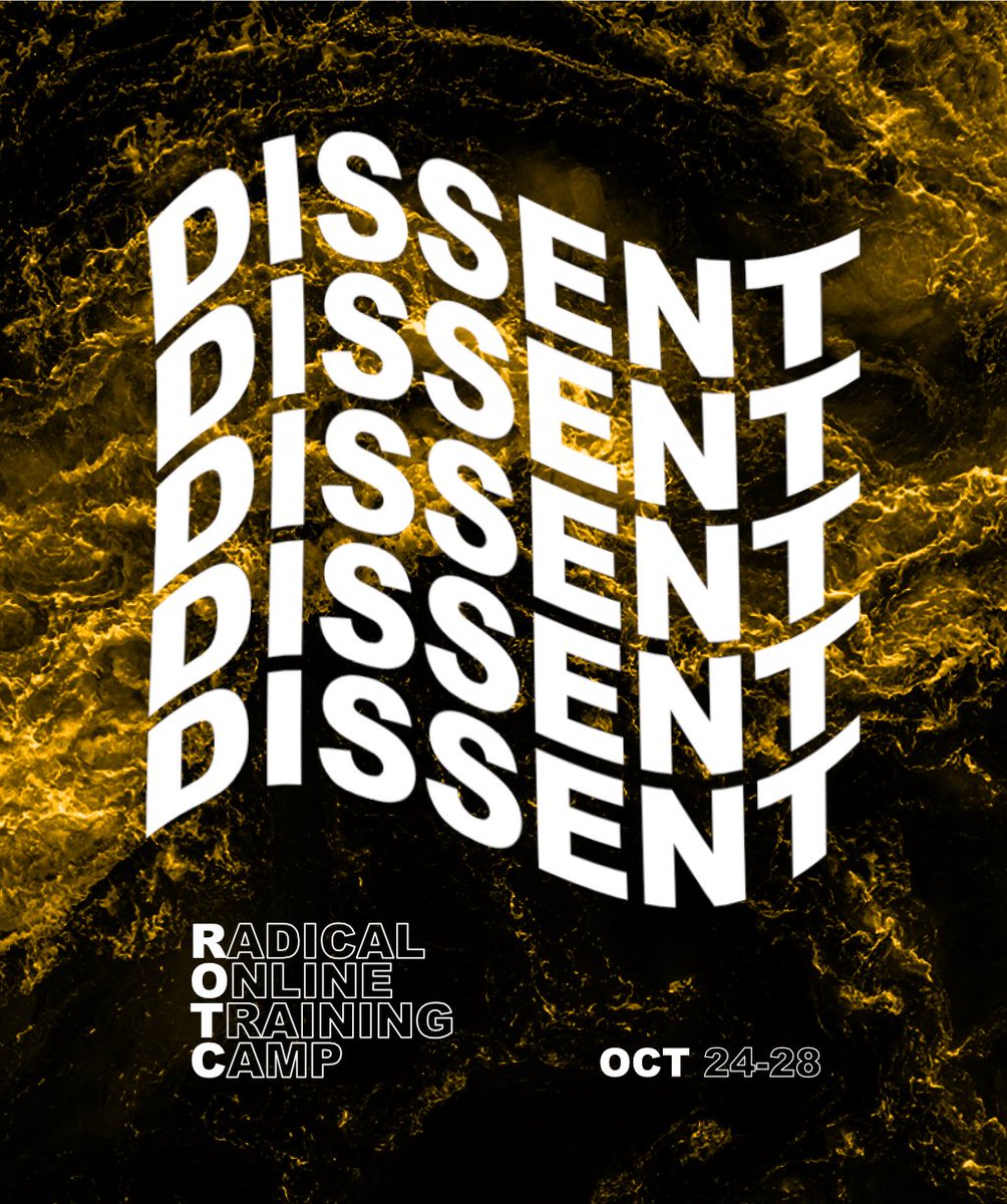 🔥LET'S GET ORGANIZED🔥

APPLY NOW to the Dissenters Radical Online Training Camp (ROTC). Participants will get trained up in organizing skills and get to connect w/ other rad anti-war organizers looking to turn the tide against endless war.

APPLY: Bit.ly/DissentersROTC