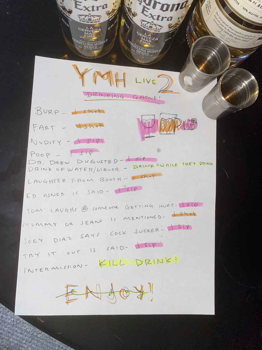 brandoncrdv's tweet photo. Ymh live event drinking game!
@tomsegura @ChristinaP @YMHstudios @madflavor @drdrew #enjoyresponsiblyjeans https://t.co/xns0mEkwDu