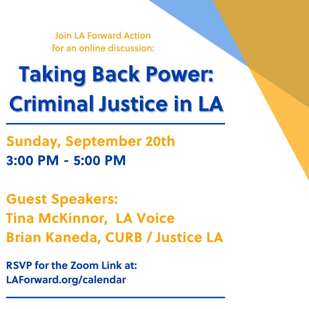 LosAngelesFwd's tweet photo. We’re excited to present a panel discussion of what it looks like to re-imagine public safety & create a society that prioritizes caring for all of us
Featuring Tina McKinnor of @LA_Voice & Brian Kaneda of @CURBprisons
RSVP https://t.co/j2t5UMni3i
#CareNotCops #JustDAforLA https://t.co/9JzLvjzjJS