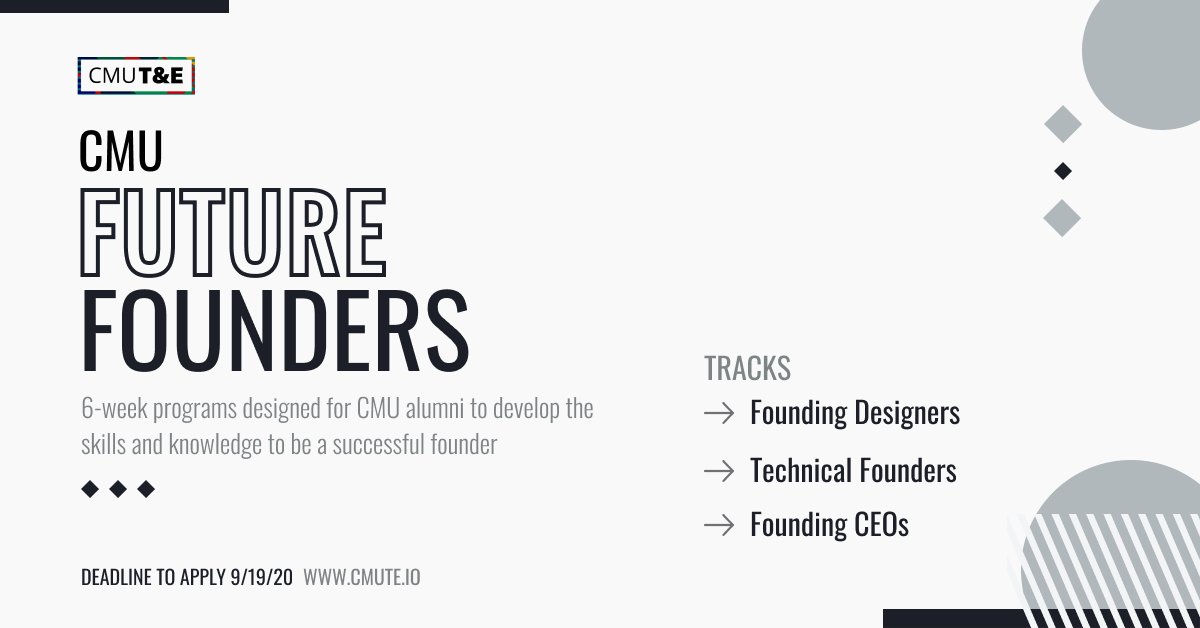 The application deadline for the CMU Future Founders program is tomorrow! Join the October cohort to learn from successful CMU founders and connect with fellow CMU alumni with entrepreneurial aspirations.

Apply now: cmute.io/future-founder