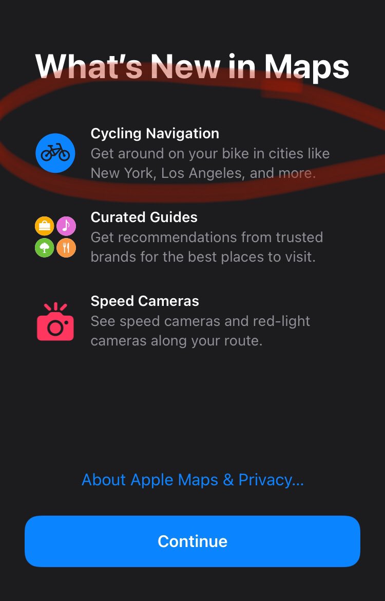 buckstopahead's tweet photo. Cool new featur in the latest iOS update. Bike navigation!! https://t.co/ccrEIrSYN1