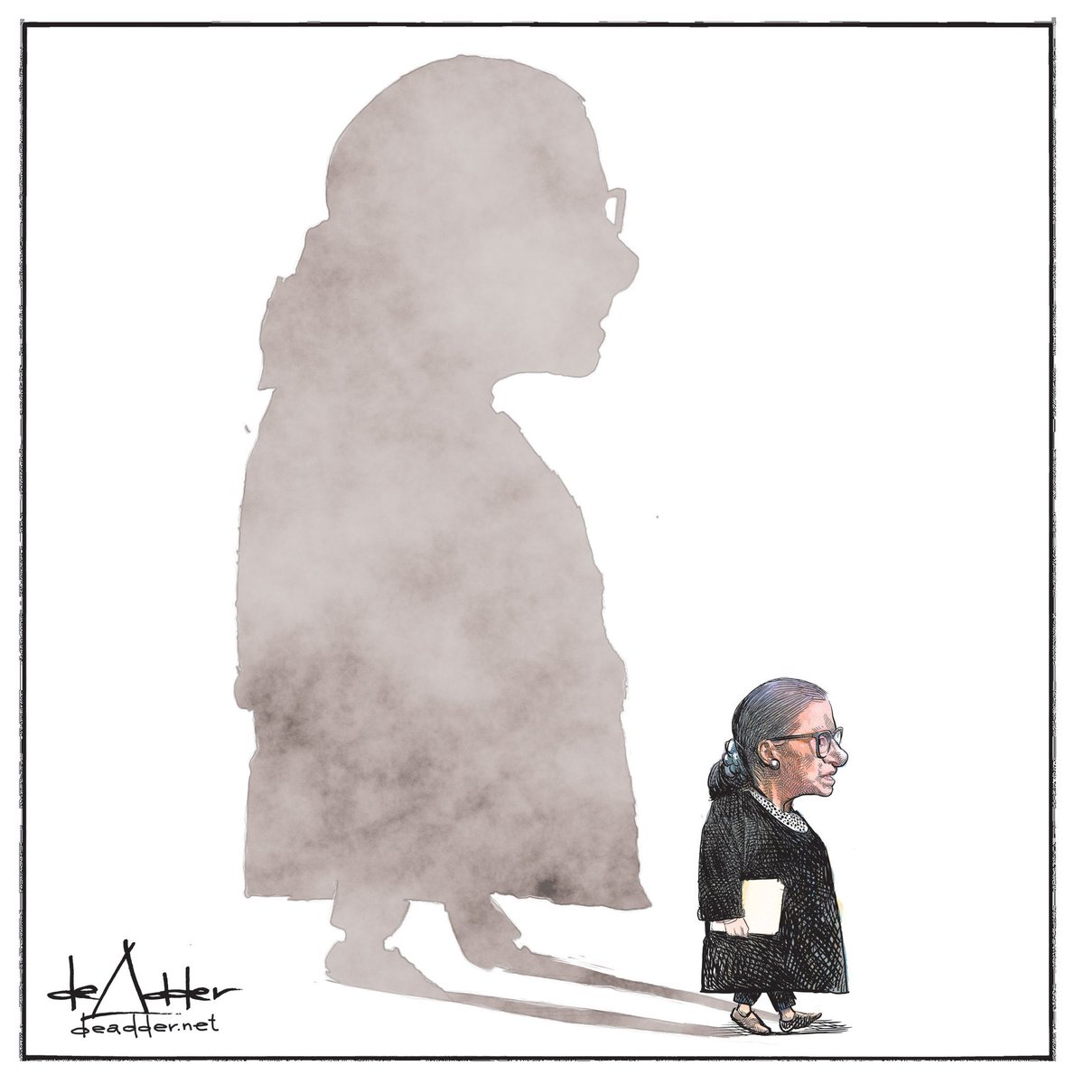 ConsumerSOS's tweet photo. Michael de Adder remembers Notorious RBG. #RuthBaderGinsburg.  @deAdder #uspoli https://t.co/bfO9BJvLh2